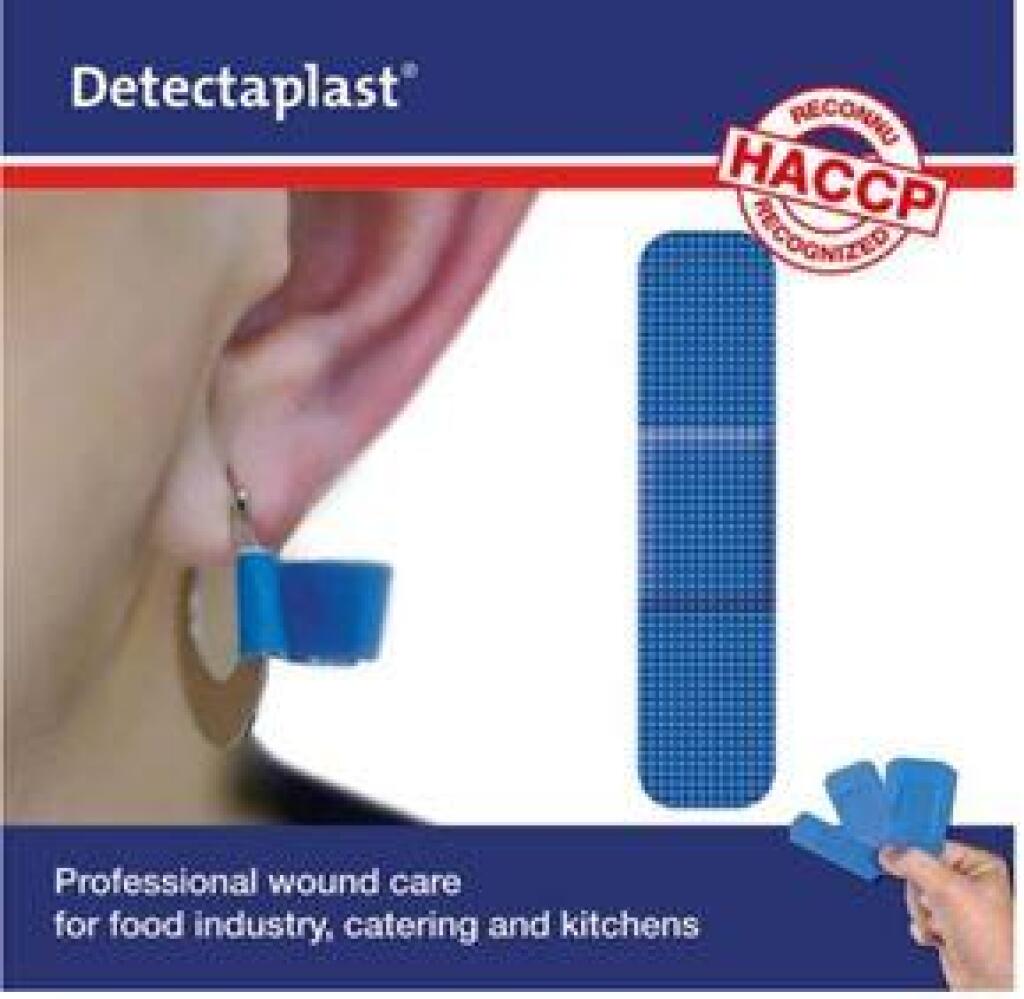 Detectaplast, pleister strips blauw, voor het afdekken van piercings